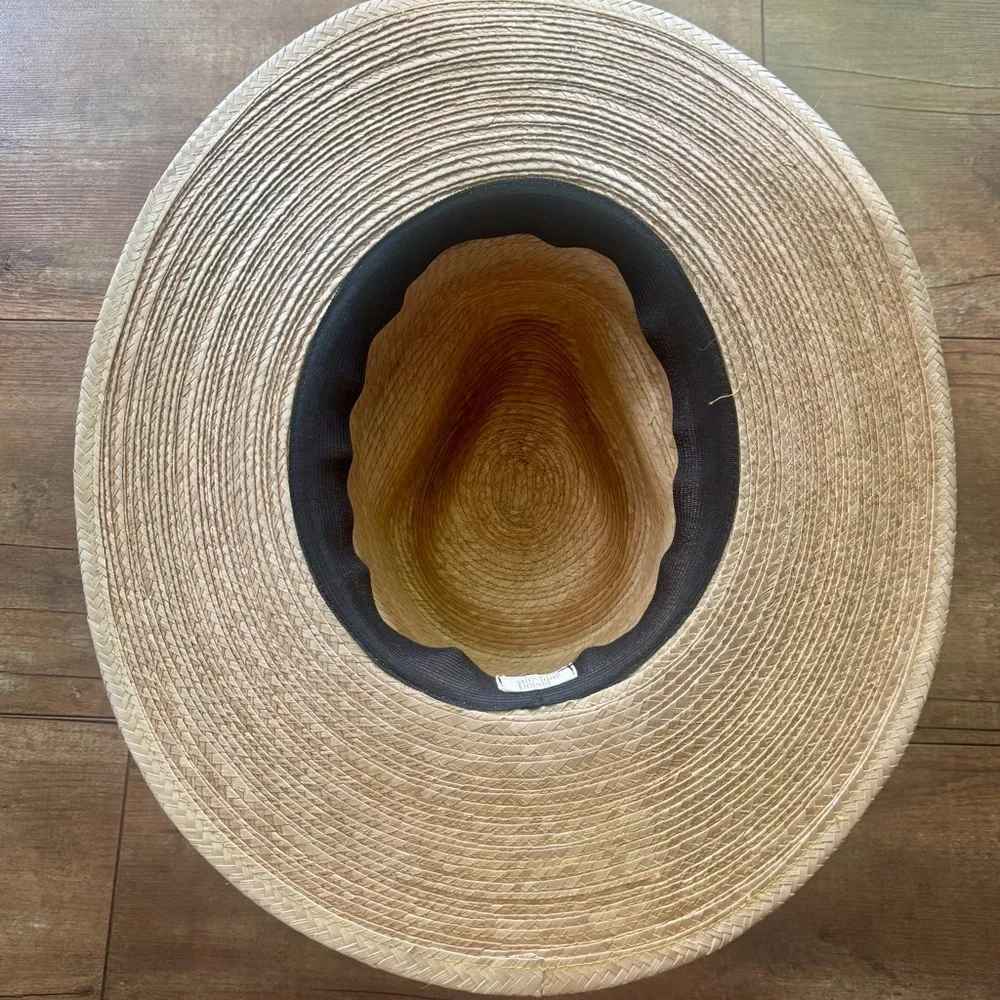 Striped Band Straw Fedora Hat - Natural